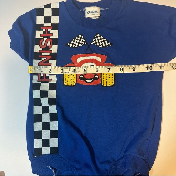 Vtg 90s Carter's Two Piece Smiley Race Car Blue Sz 12 Months Anthropomorphic - Picture 6 of 6